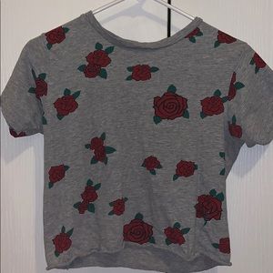 Grey rose crop top